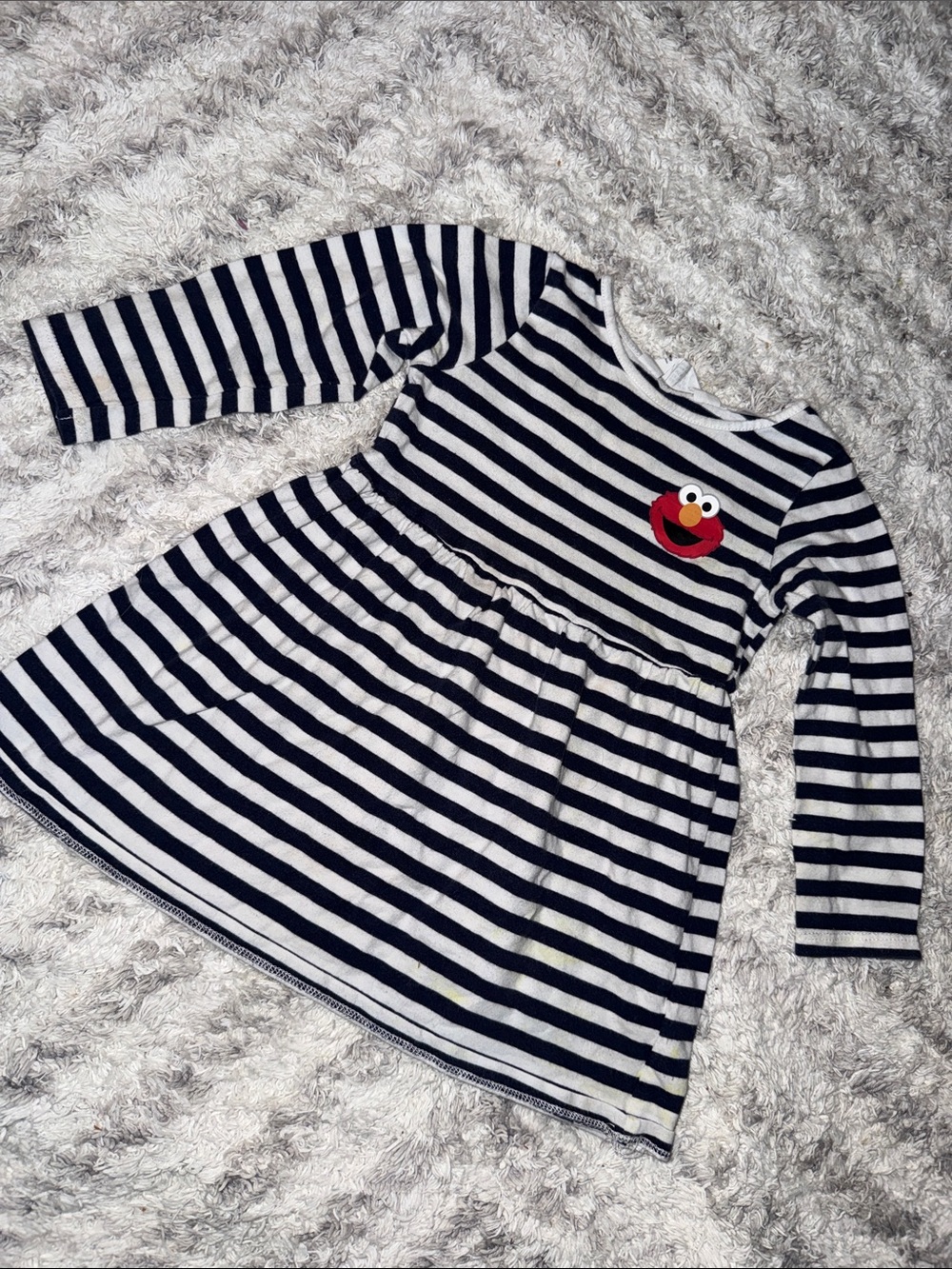 18m Sesame Street Navy and White Striped Dress with Red Elmo Patch
